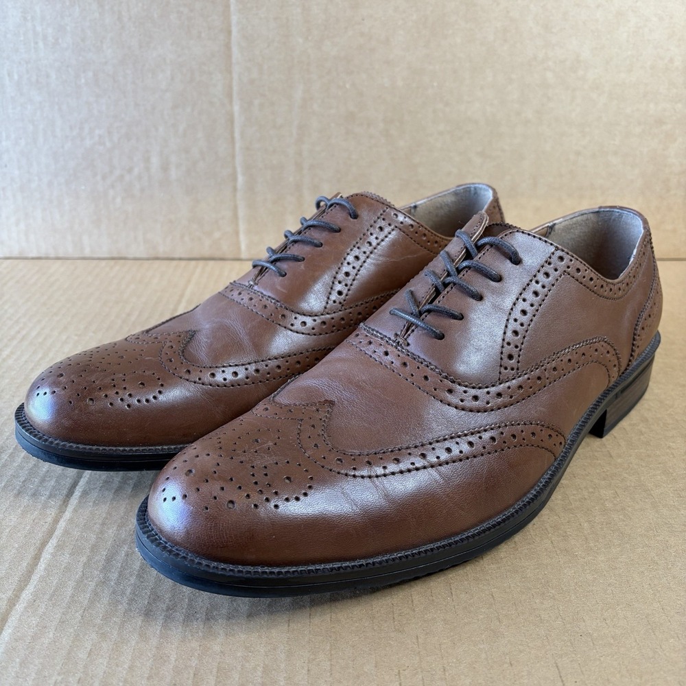GH Bass Mens Brown Leather Wingtip Brogue Oxford Dress Shoes Lace Up‎